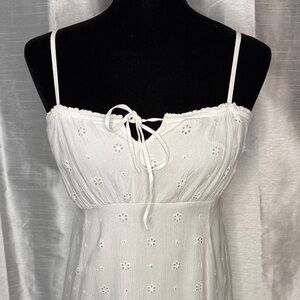 O’Neill Kaline Eyelet Mini Dress Lined White Crinkle Party Bride Junior’s M